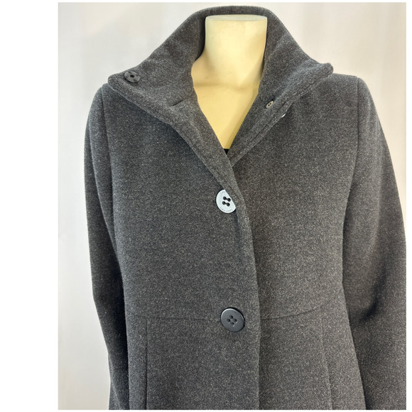 Calvin Klein Stand collar wool pea coat Charcoal color size 10 - Picture 5 of 14